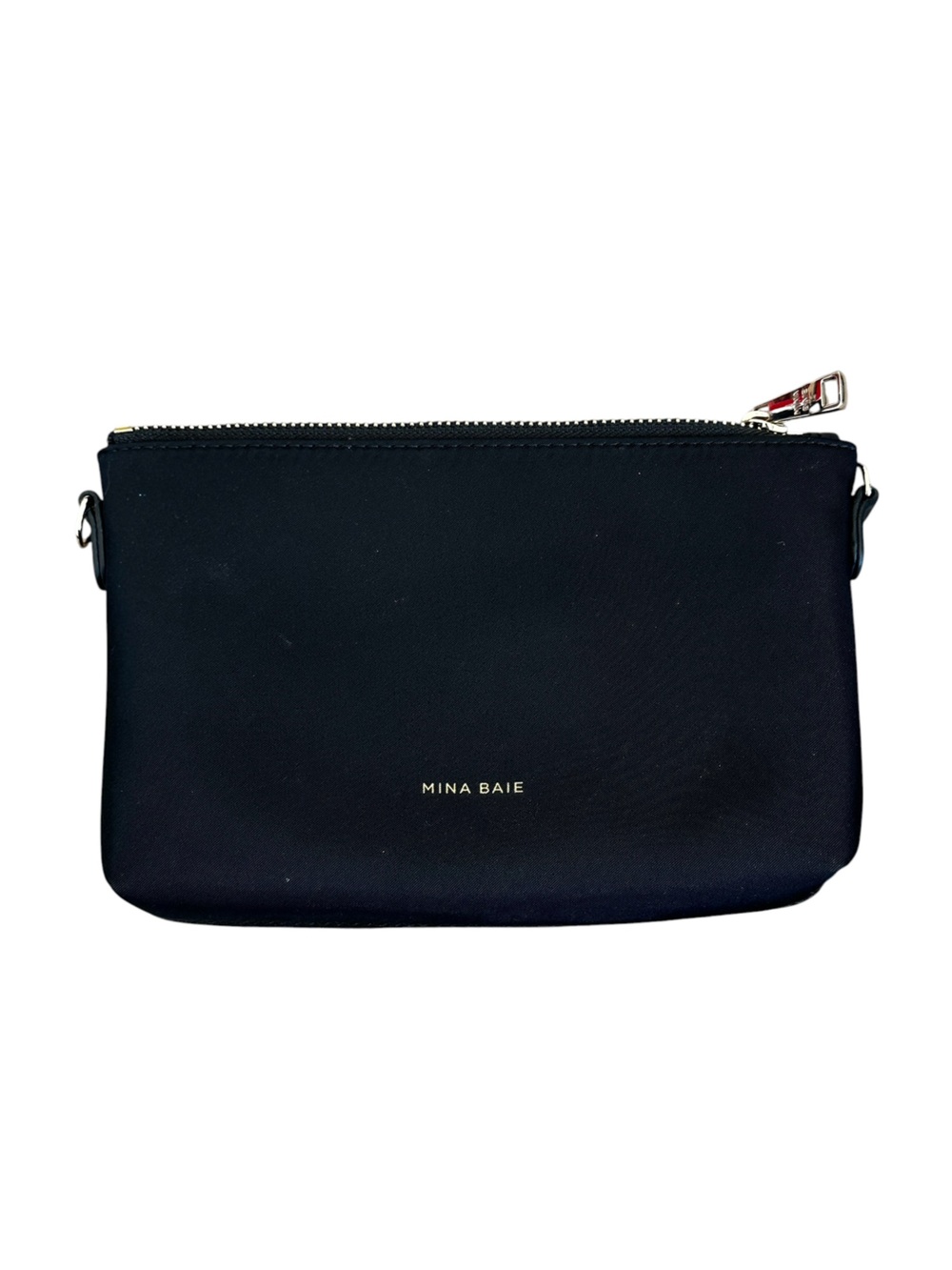 Mina Baie Black Nylon Mini Bag Wallet Pouch Travel Toiletry Bag Gold Zipper